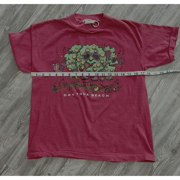 Vintage Daytona Beach I Heard it Through the Orange Grove Short Sleeve Red Tee - Picture 4 of 8